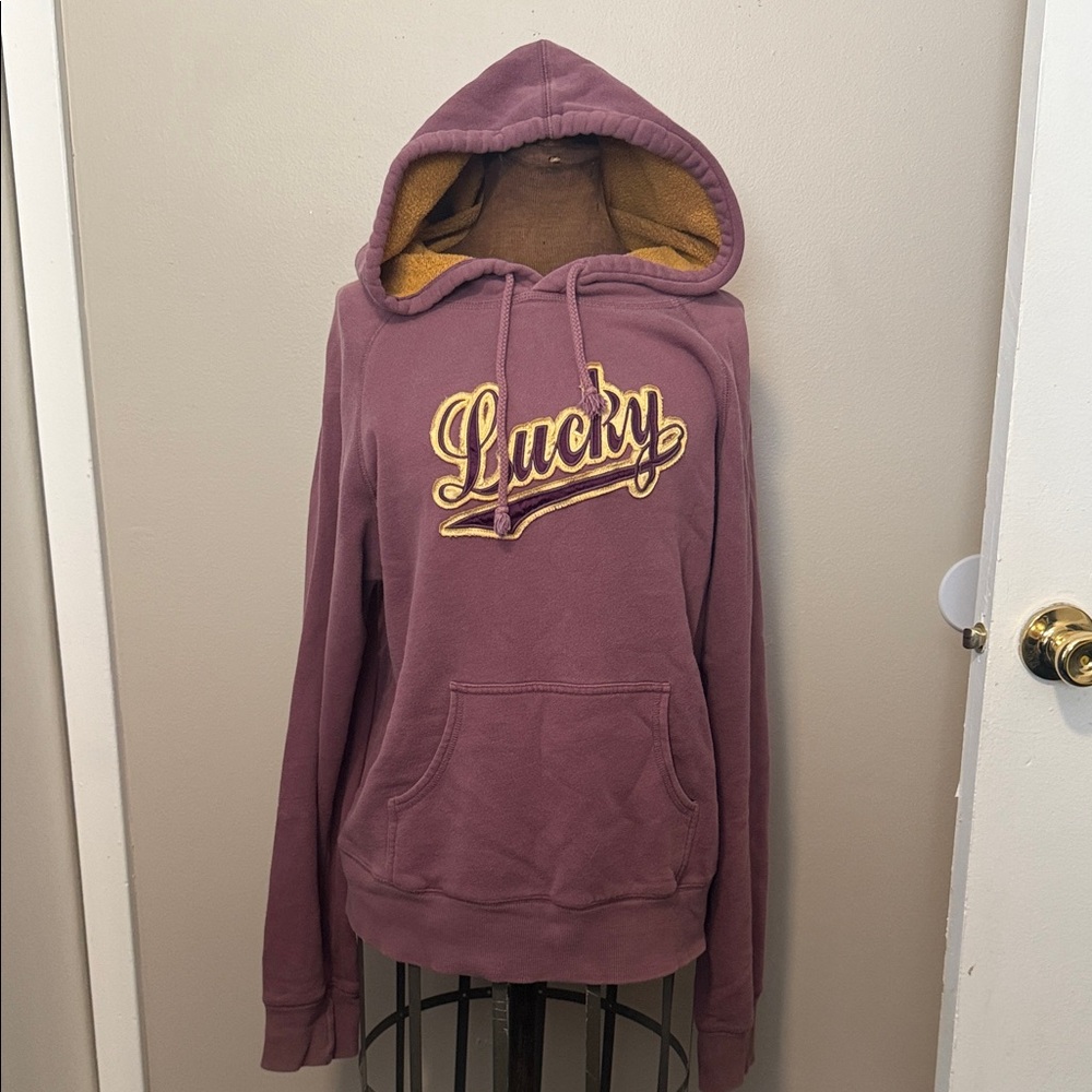 Lucky Brand Maroon Hoodie with Gold Accents